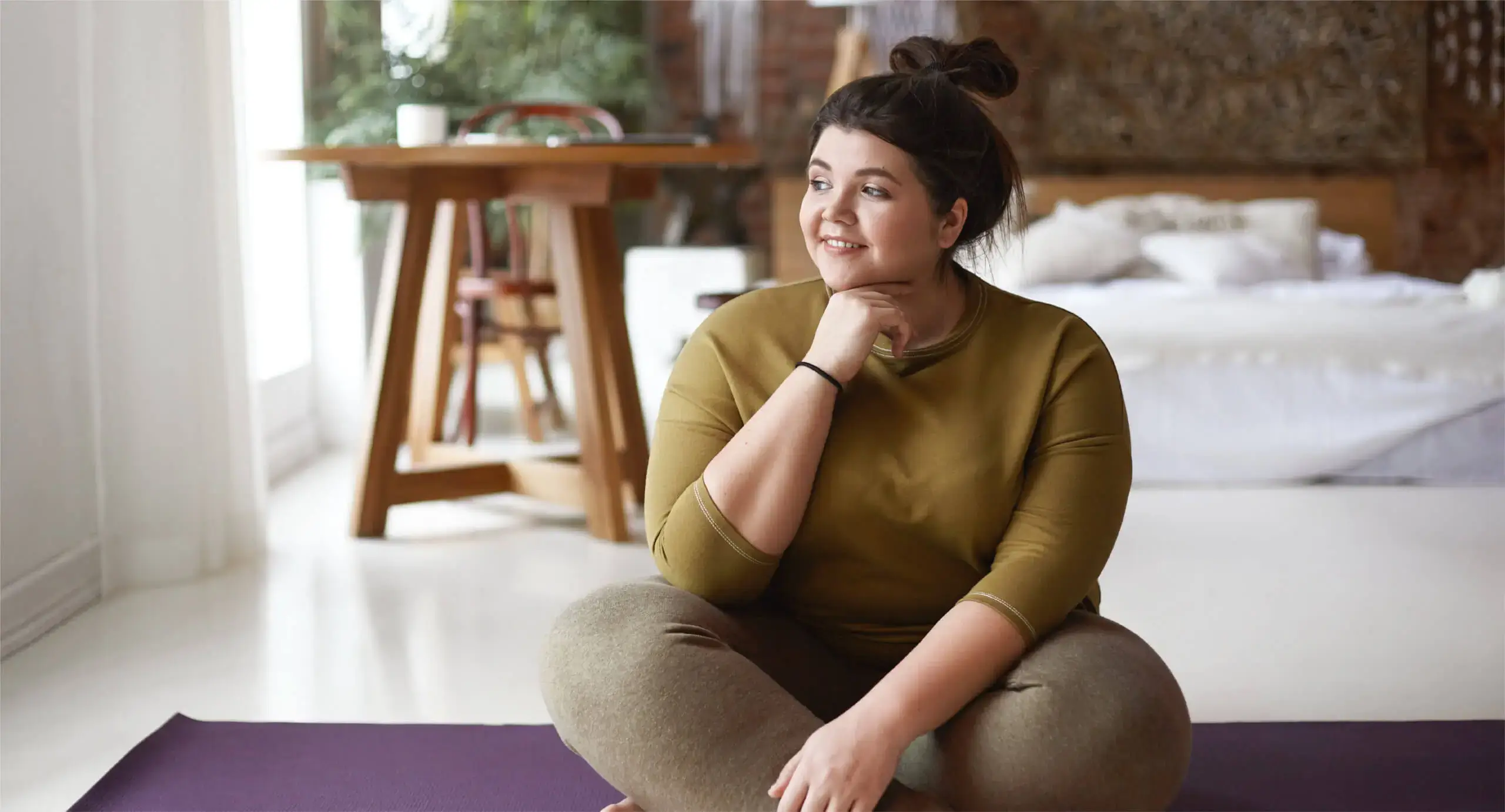 charming positive overweight young female